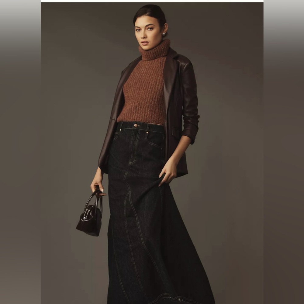 Pilcro Denim Puddle Black Maxi Skirt Anthropologie